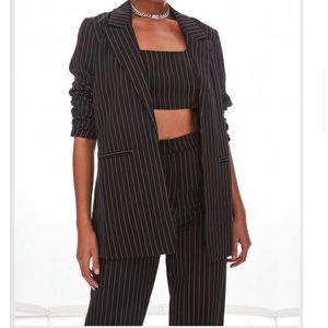 Black co ord Pinstripe Oversized Blazer